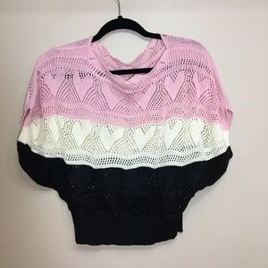 Crochet Lace Top Pink,white & Black hearts Blouse